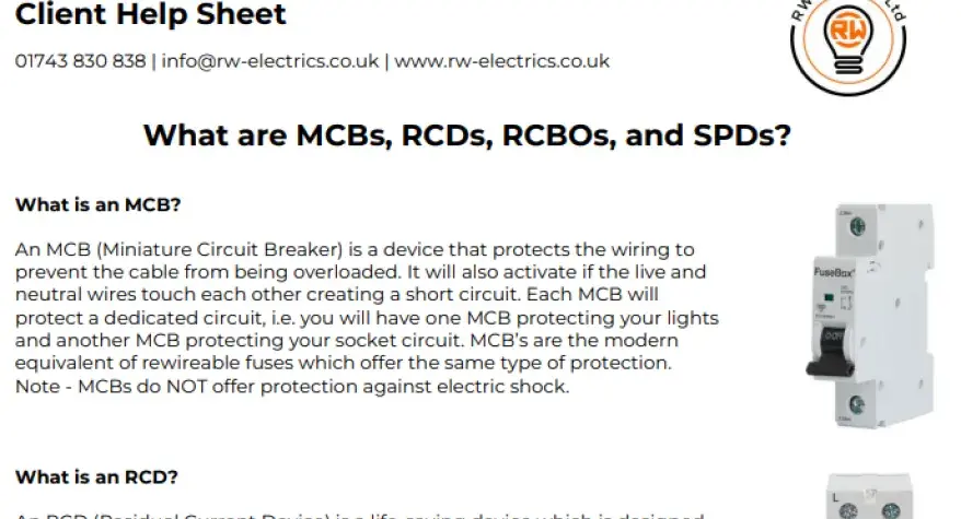 What are MCBs, RCDs, RCBOs, and SPDs